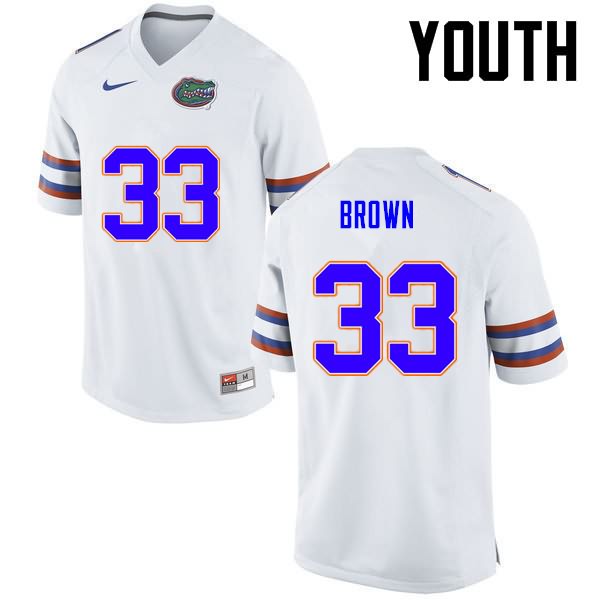 NCAA Florida Gators Mack Brown Youth #33 Nike White Stitched Authentic College Football Jersey JKP1064HL